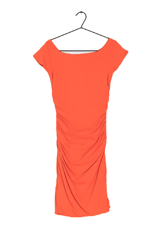 Boden Orange Ruched Midi Dress UK 8L