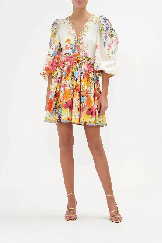 Blouson Flared Dress In Sunlight Symphony