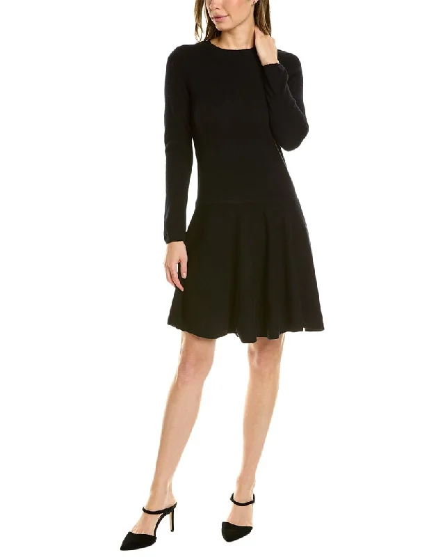 sofiacashmere Drop-Waist Cashmere Flare Dress