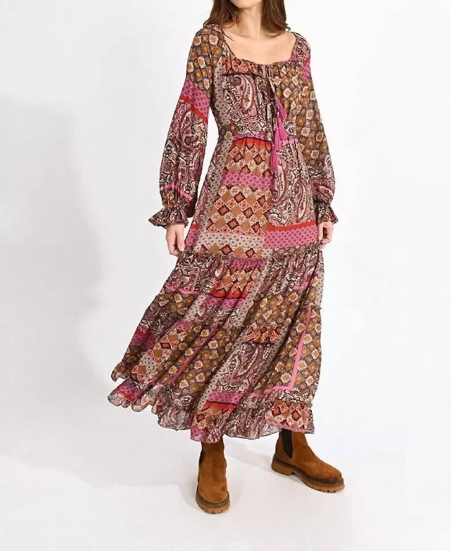 Boho Fit-And-Flare Dress In Multi