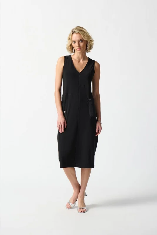 Joseph Ribkoff V-Neck Sleeveless Midi Cocoon Dress 242161