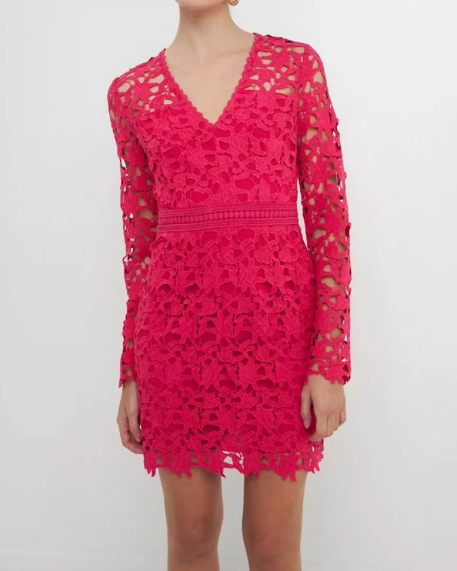 Lace Mini Dress in Fuchsia | Fuchsia