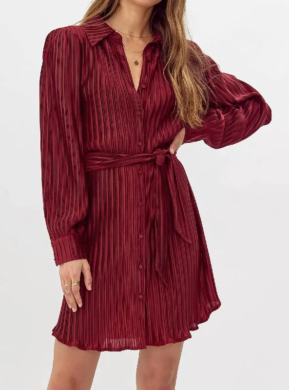 Gail Shirt Dress In Marsala