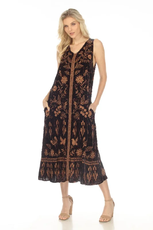 Johnny Was JWLA Brown Animal Print Georgina Velvet Maxi Dress Boho Chic J39923