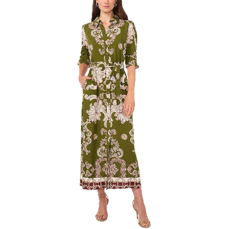 Womens Full Length Printed Shirtdress