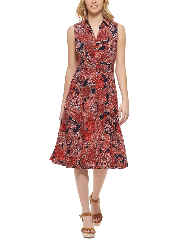 Womens Paisley Knee Fit & Flare Dress