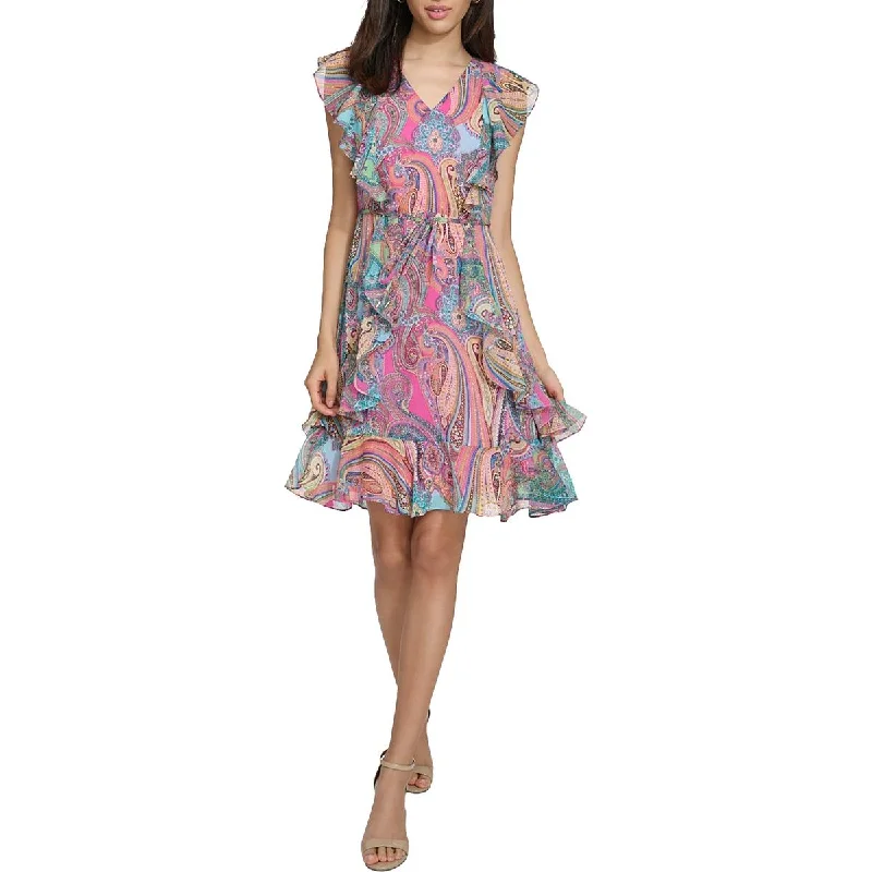 Womens Paisley Polyester Fit & Flare Dress