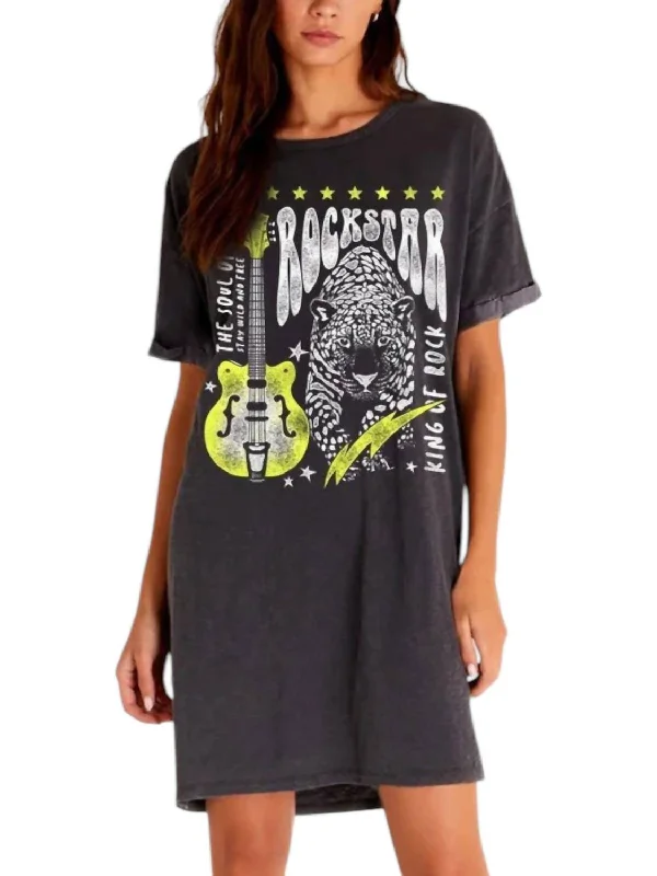 Neon Rockstar Shirt Dress In Black