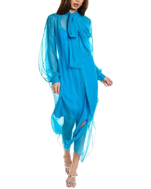 Alberta Ferretti Silk Chiffon Shirt Gown