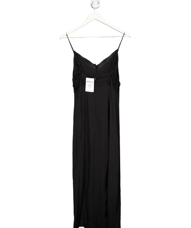 AFRM Black Lace Trim Midi Slip Dress Petite UK S