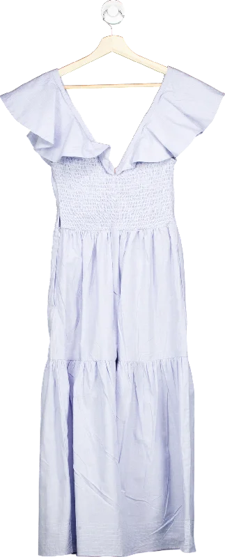 Misa Los Angeles Light Blue Tiered Midi Dress S