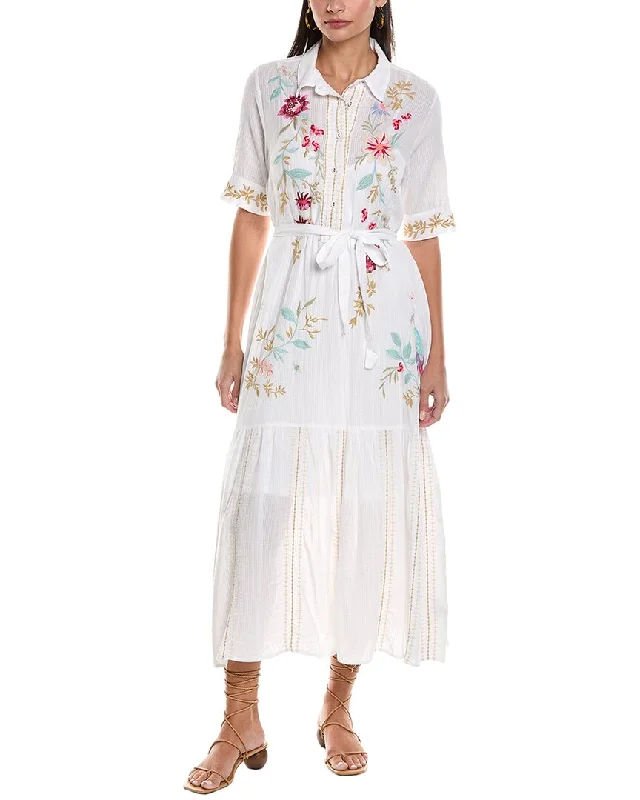 Johnny Was Henley Tiered Shirtdress