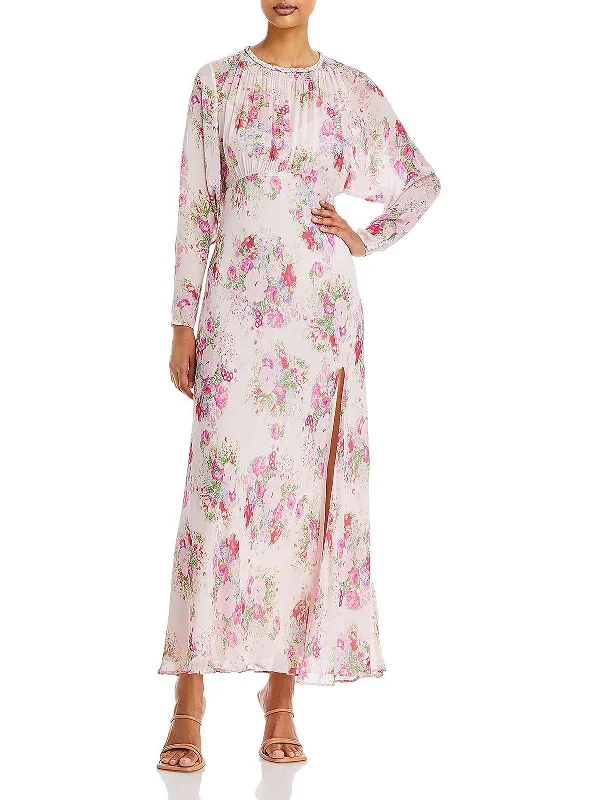 Womens Floral Ankle Fit & Flare Dress