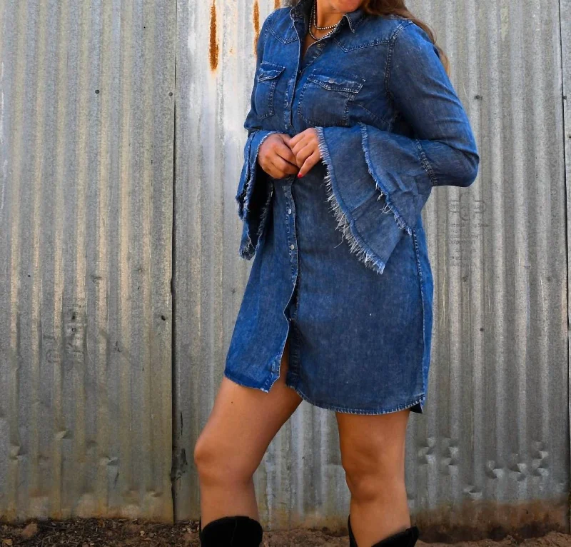 Abilene Denim Shirt Dress In Blue