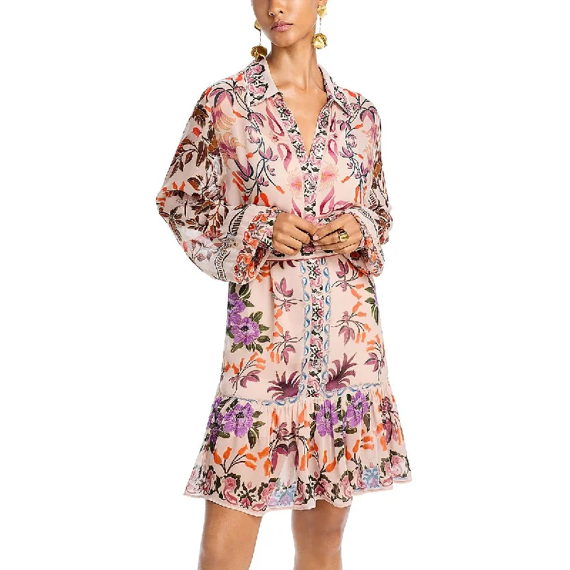 Womens Knee-Length Button-Down Shirtdress