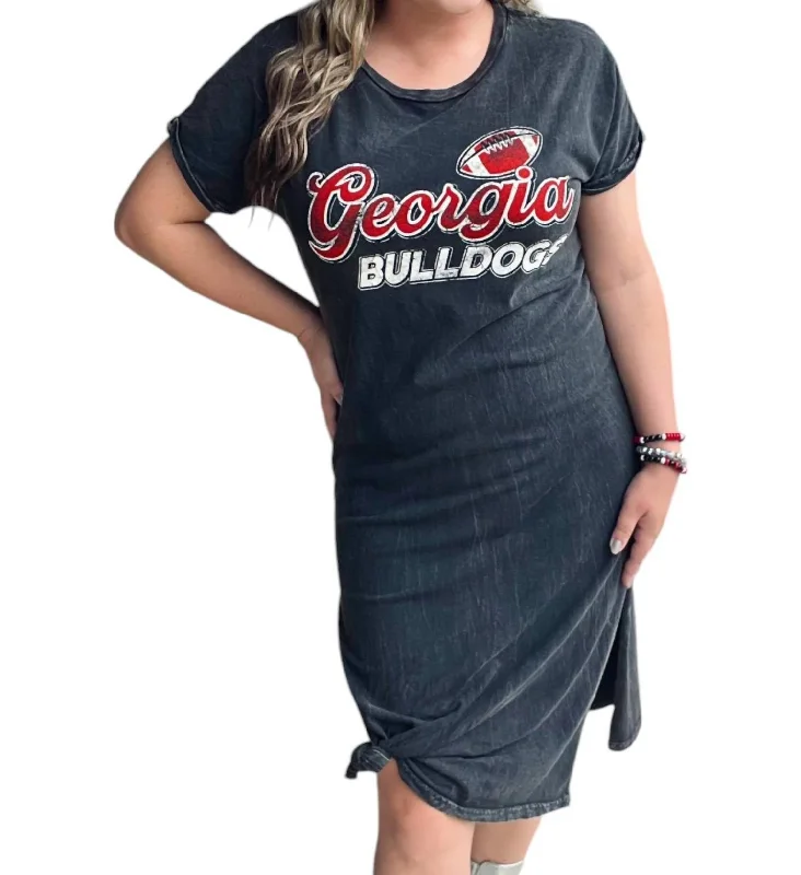 Ga Bulldogs T-Shirt Dress In Black