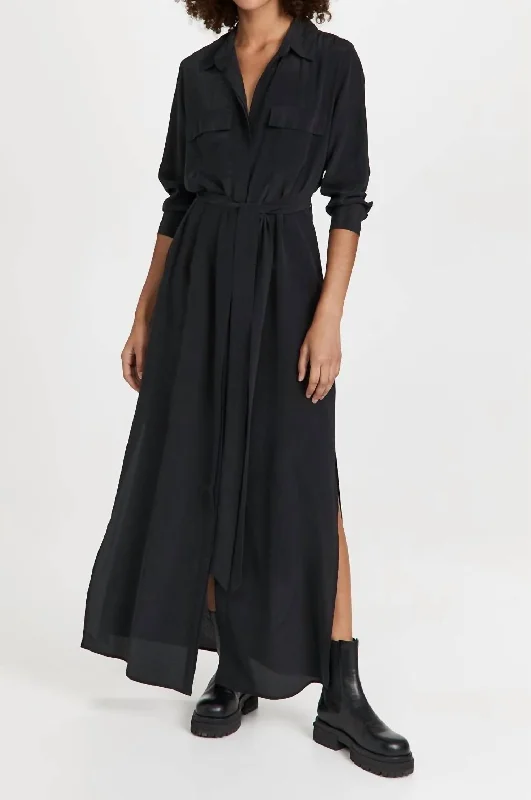 Cameron Long Shirt Dress In Black