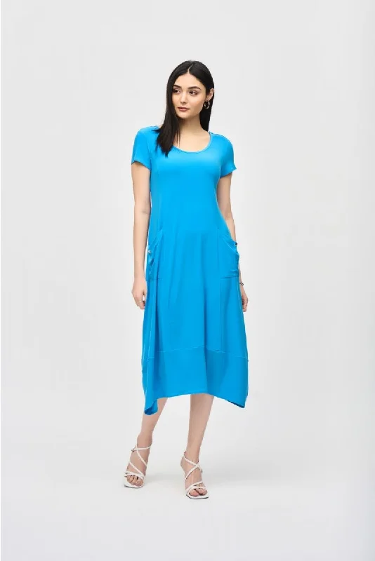 Joseph Ribkoff Scoop Neck Short Sleeves Cocoon Midi Dress 241156