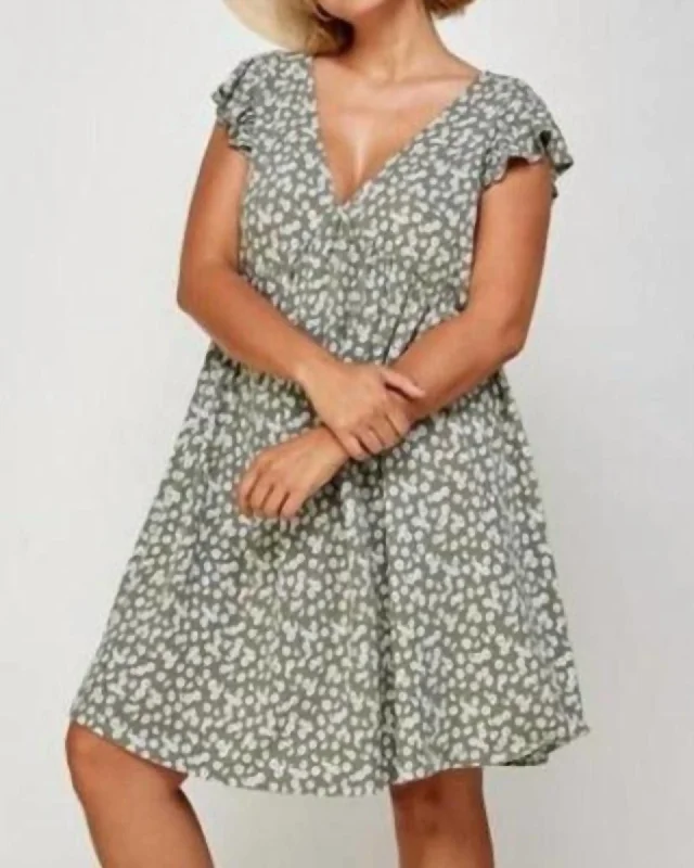 Mini Floral Swing Dress In Grey/White | Grey/White