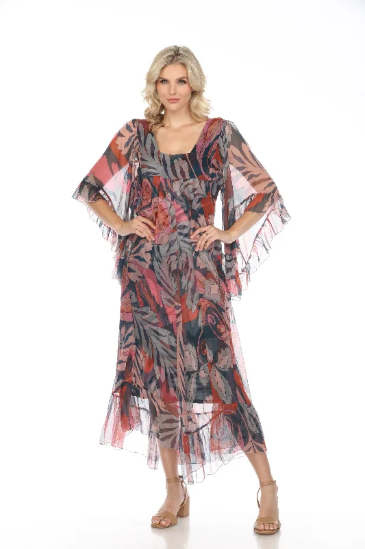 Johnny Was Love Paisley Print Ruffled Maxi Dress Boho Chic L35124