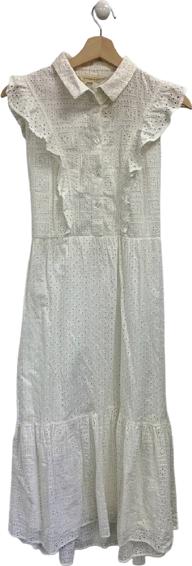 Beaufort & Blake White Eyelet Midi Dress UK 6