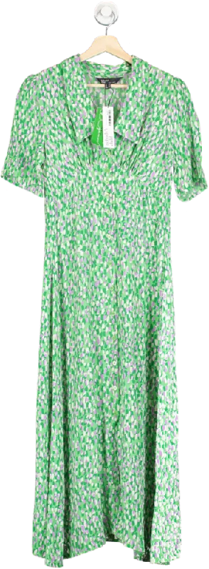 Nobody's Child Green Printed Midi Dress UK 10