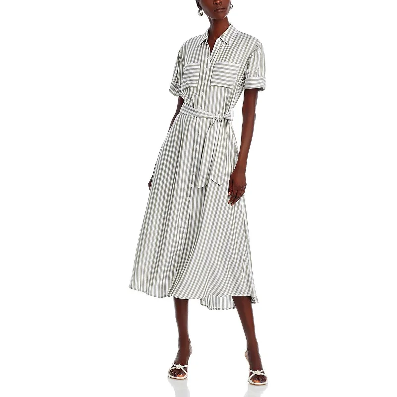 Womens Striped Collar Shirtdress