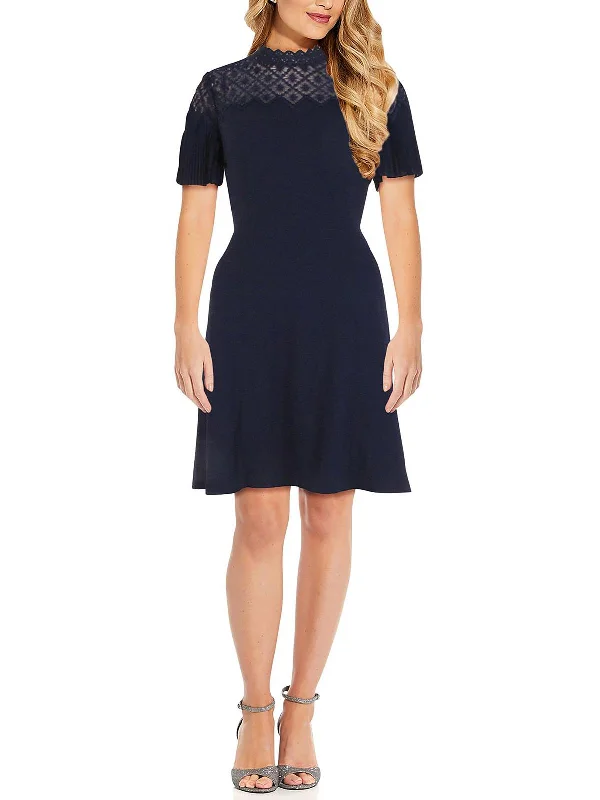 Womens Mockneck Knee Fit & Flare Dress