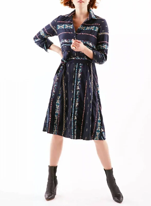 JEANETTE TAOS SHIRTDRESS in Navy/Multi