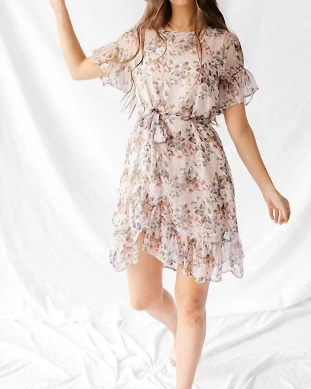 Blooming Floral Ruffled Mini Dress In Lavender | Lavender