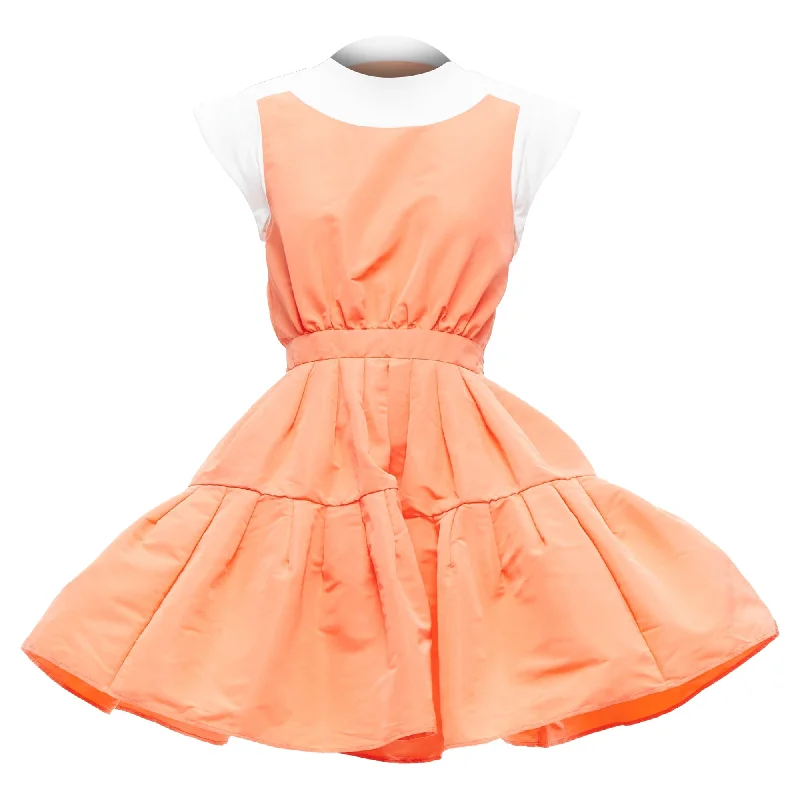 Alexander McQueen apricot taffeta trompe l’oeil tank flared dress