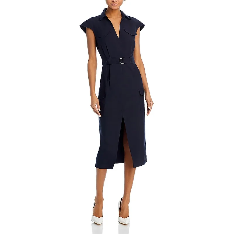 Womens Collar Removeable Belt Shirtdress