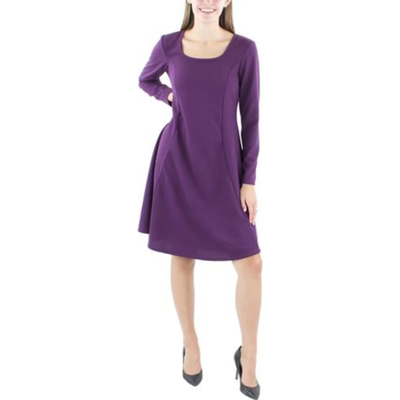 Plus Womens Fit & Flare Long Sleeve Fit & Flare Dress