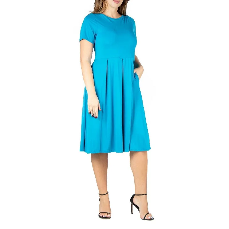 Plus Womens Fit & Flare Midi Fit & Flare Dress