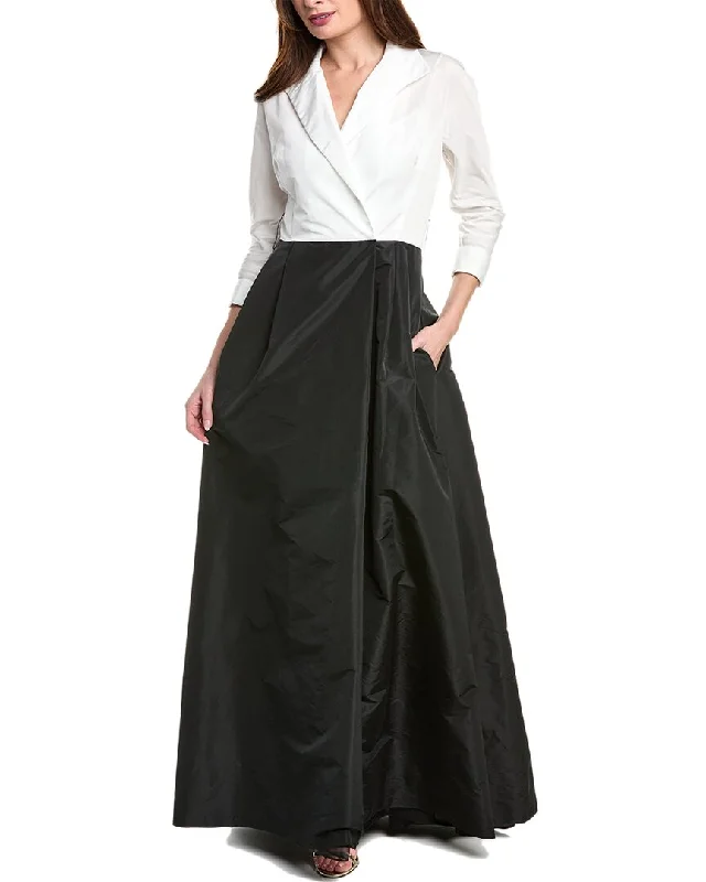 Teri Jon by Rickie Freeman Taffeta Shirt Gown