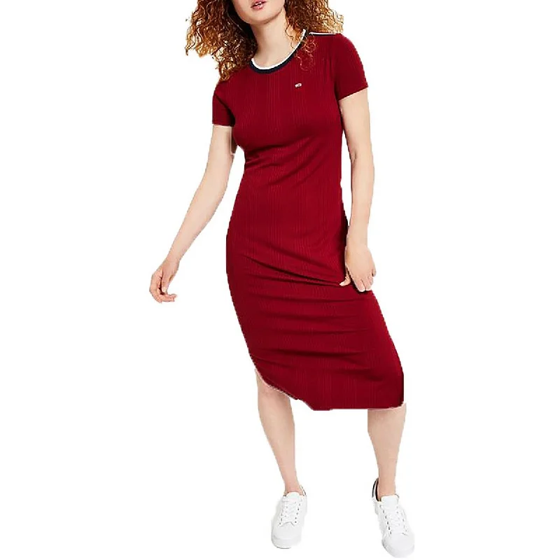 Womens Crew Neck Short Sleeve Shirtdress