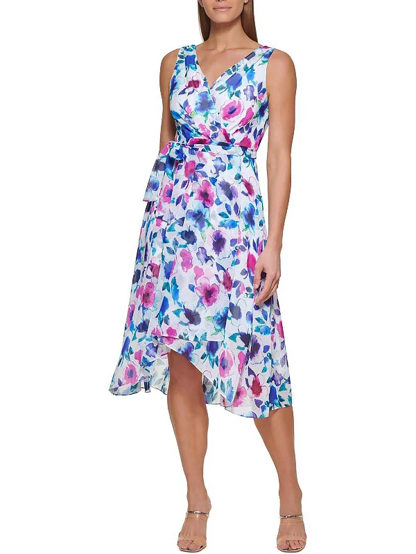 Womens Printed Midi Fit & Flare Dress