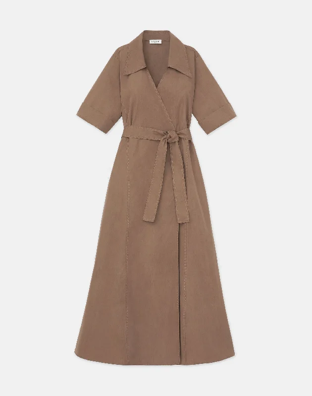 Organic Cotton Poplin Surplice Shirtdress