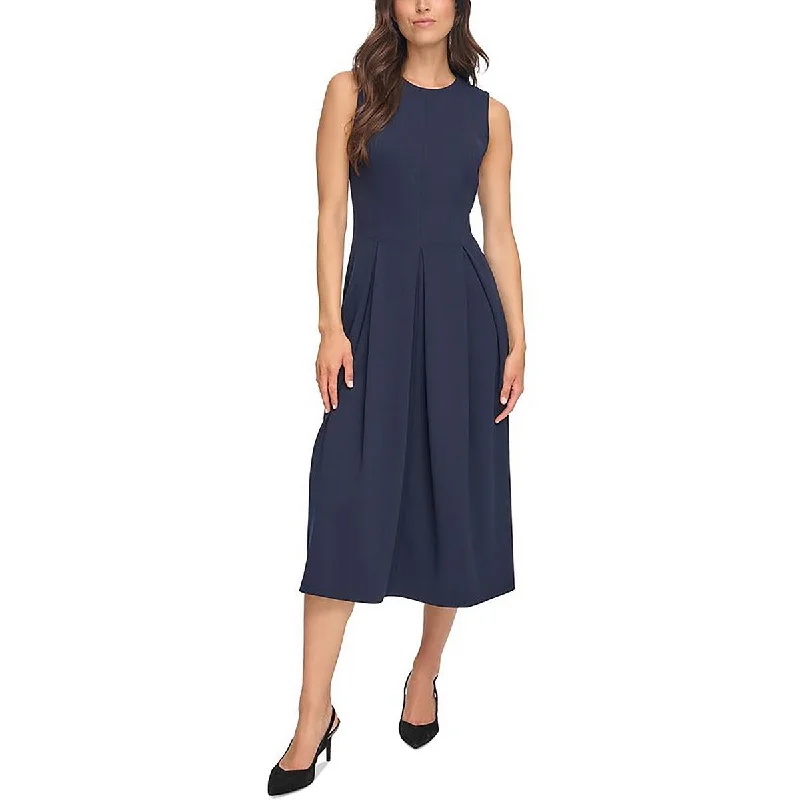 Womens Pleater Midi Fit & Flare Dress