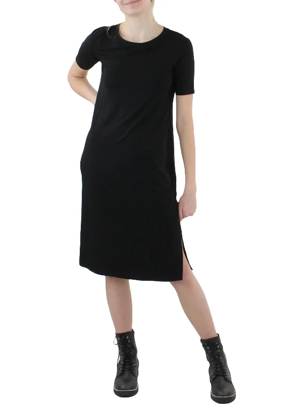 Petites Womens Shift Knee T-Shirt Dress