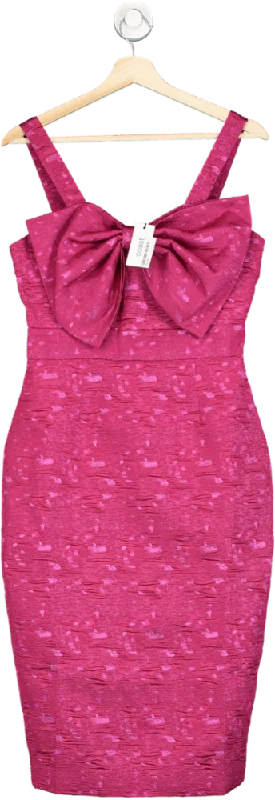 Coast Pink Petite Bow Front Jacquard Cami Midi Pencil Dress UK 10