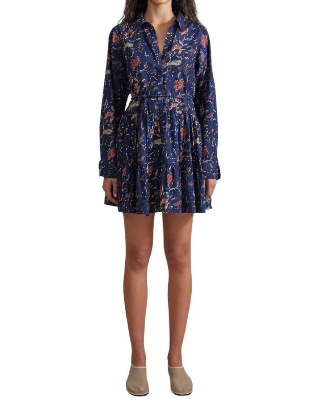 Anna Shirt Dress In Indigo Jardin Block Print