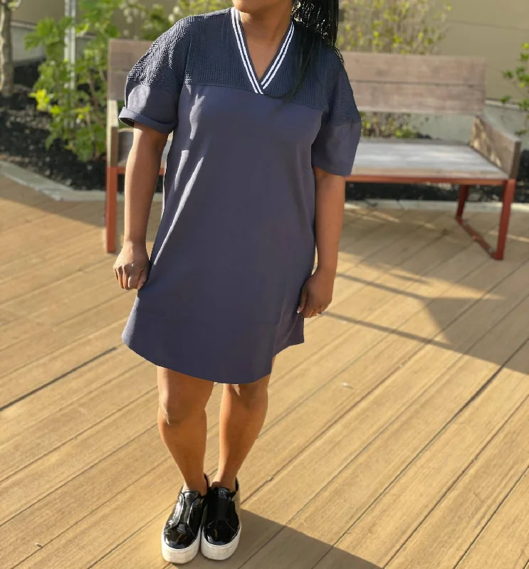 Jersey Shirt Dress In Blue