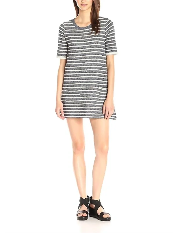 Normandy Stripe Short Sleeve Jersey T-Shirt Dress In Black