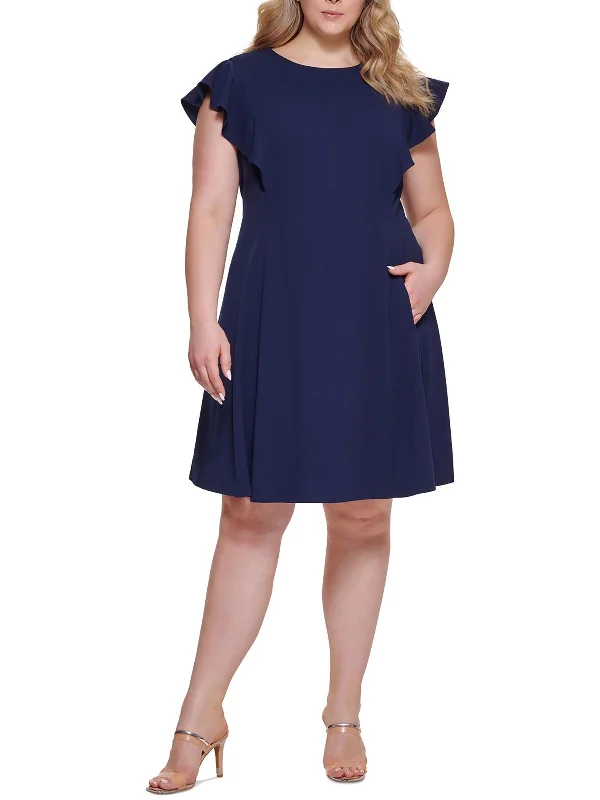 Plus Womens S Polyester Fit & Flare Dress