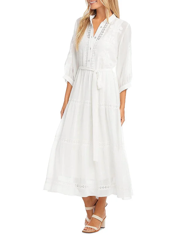 Womens Embroidered Long Shirtdress