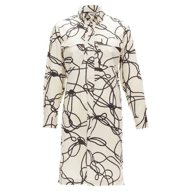 Dries Van Noten rope print cotton pocketed shirt dress