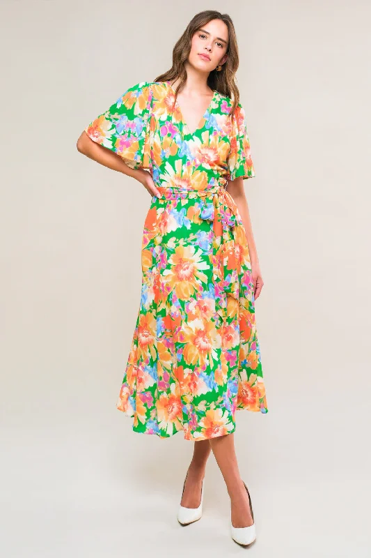 EFFERVESCENT LOVE TRUE WRAP MIDI DRESS