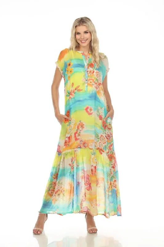 Johnny Was Tie Dye Alba Cap Sleeve Maxi Dress C37223A4