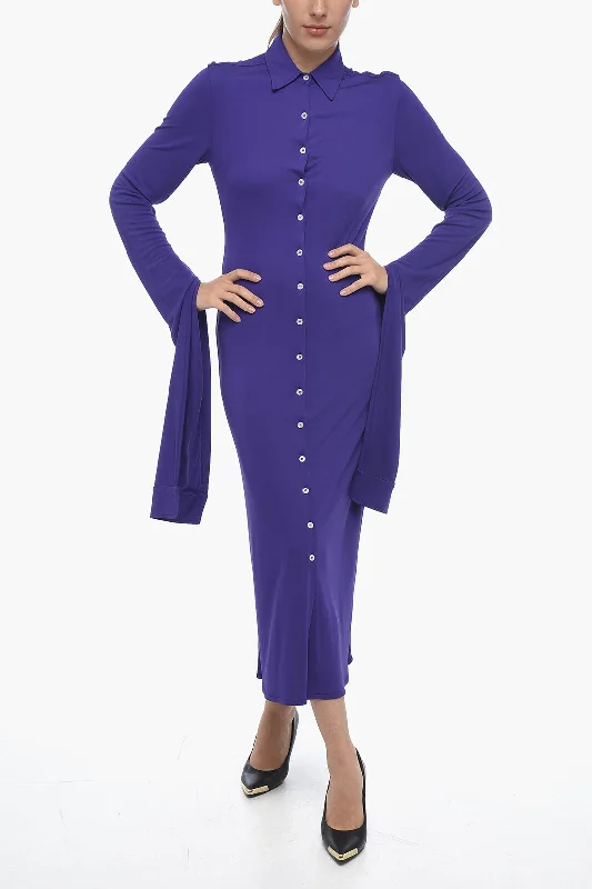 Coperni Stretch Fabric Shirt Dress with Extra-long Sleeves